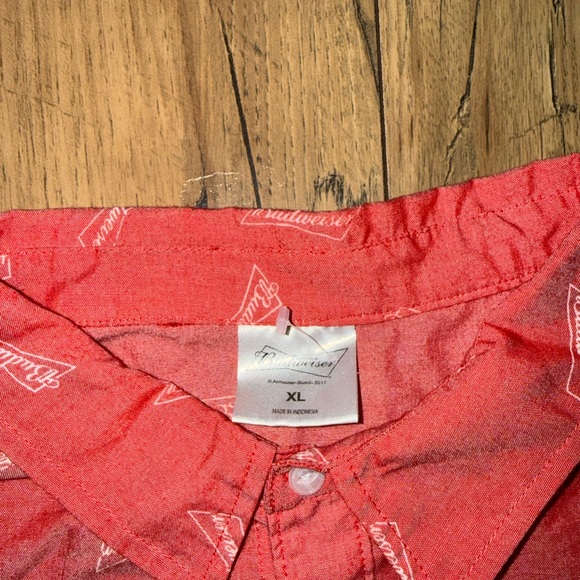 Red Budweiser button down - Picture 3 of 4
